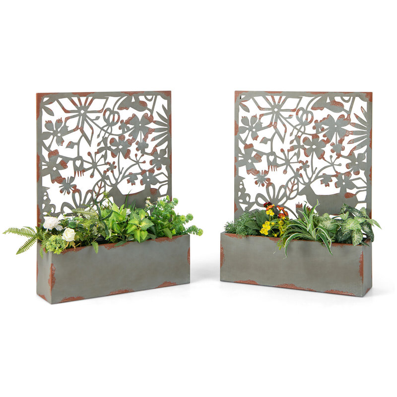 Anacelia Metal Planter Box with Trellis