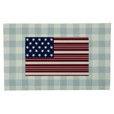 Star Spangled Banner Gingham Absorbent Non-Skid Rectangular Toilet Mat