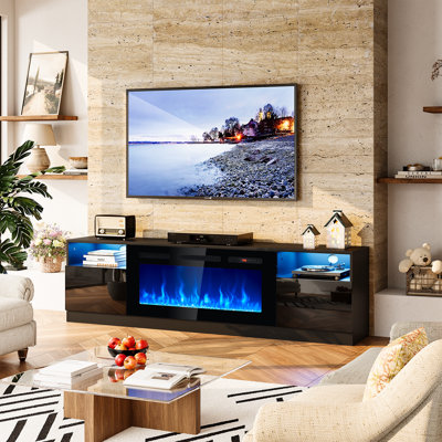 Janyriah TV Stand for TVs up to 80" with 36" Fireplace Included, Modern Entertainment Center