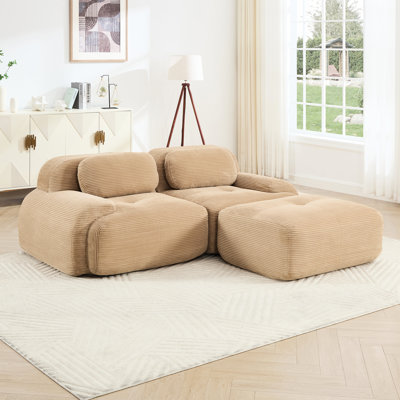 Spacious Modular Sofas With Soft Corduroy Fabric For Living Room Comfort