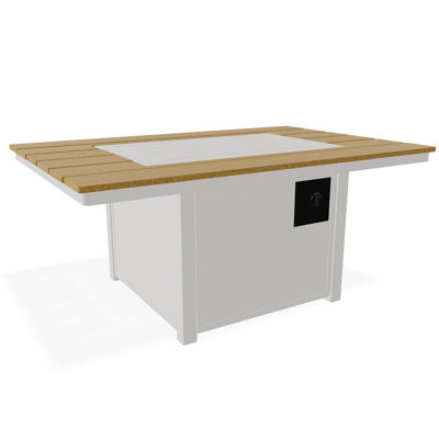 36" x 54" Rustic Polymer Fire Table with Propane Shelf