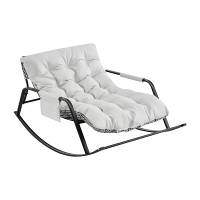 Rocking Chair With Extra-Wide Technical Leather Upholstered Gliding Chair Reclining Chair, Modern Accent Chair