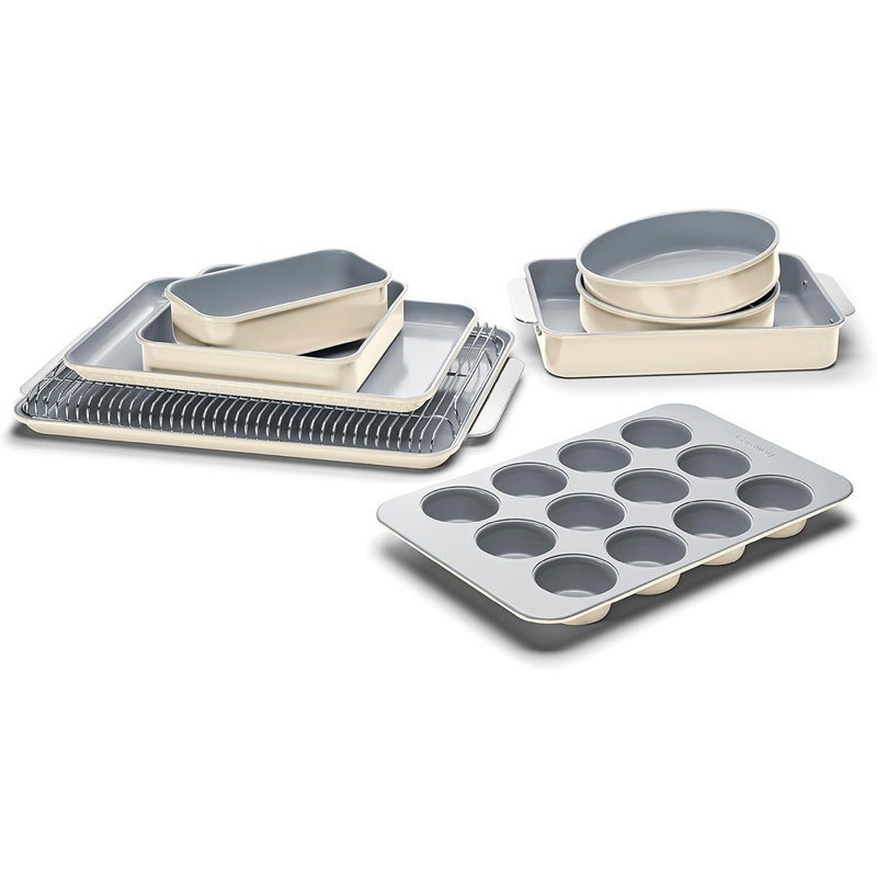 Caraway 11pc Non-Toxic Nonstick Ceramic Mega Bakeware Set, Cream