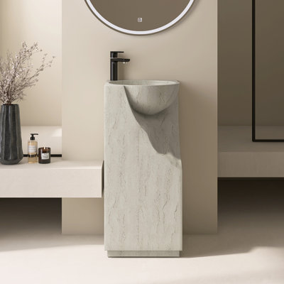  Lavabo de salle de bain sur pied 15,9 po