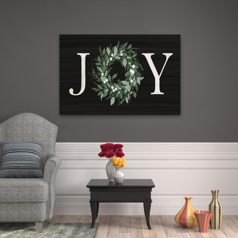 Signe de la joie - art contemporain avec feuillage vert, H 32 po x l 48 po
