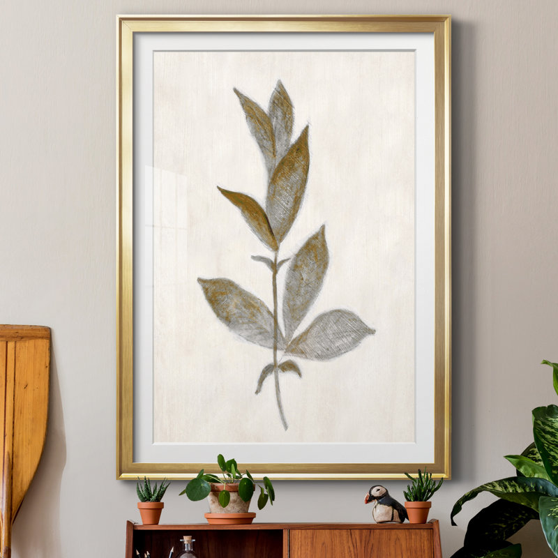 Bronze Leaf II - Reproduction d'art sur papier encadrée, H 26,5 po x l 36,5 po x P 1,5 po, Papier doré
