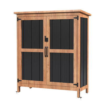 Outdoor Storage Cabinet, Lockable Garden Shed With Adjustable Shelf, Weatherproof Tool Storage Cabinet For Yard Lawn Pool, Black