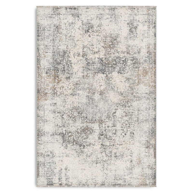 Tapis gris pastel en chenille de coton gris et pastel Lacasa, Rectangle 2 pi 8 po x 5 pi