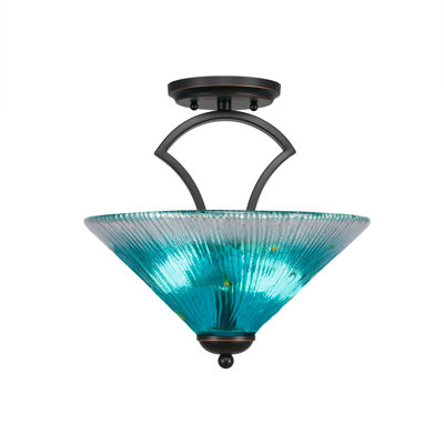 2 lumières semi-encastrées Zilo montrées dans un fini granit foncé avec verre cristal ambré 12 po