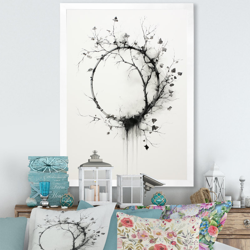 Couronne noire et blanche simple - Art mural encadré couronne, H 20 po x l 12 po x P 1 po, Cadre simple blanc