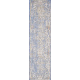 Mona Power Loom Polyester Geometric Area Rug in Light Blue/Ivory