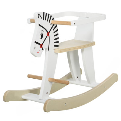 Wooden Rocking Horse Toddler Baby Ride-on Toys for Kids 1-3 Years with Classic Design