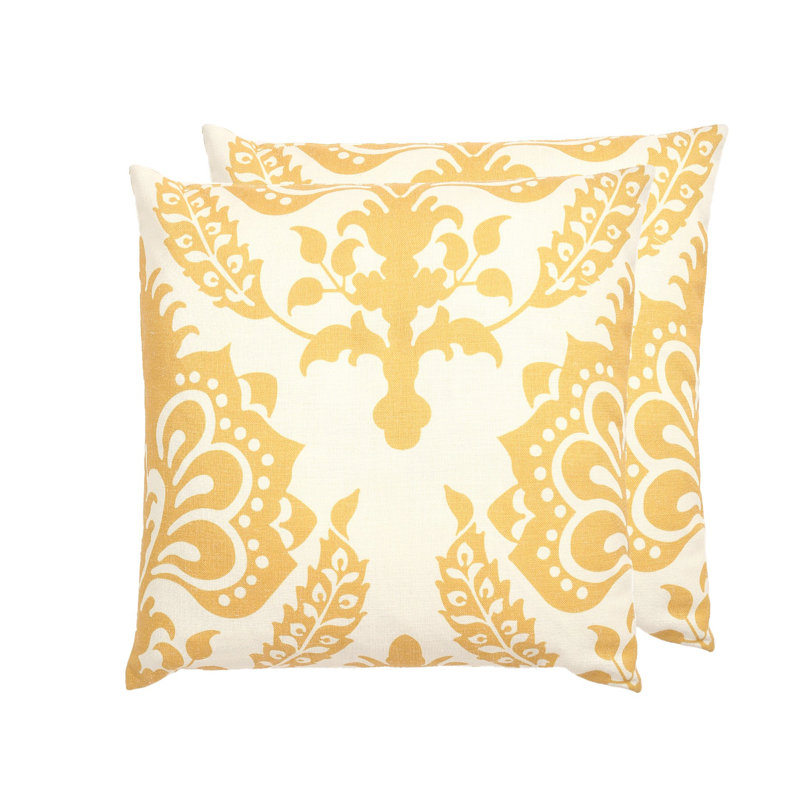 Vienna Square Pillow Cover, Yellow Floral, Pillow Cover Only - No Insert