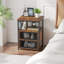 Ensemble de chambre à coucher de style campagnard industriel 3 pièces, lit plateforme en bois et 2 tables de chevet, cadre de lit double avec tête et pied de lit, table de chevet avec tiroirs et tablette ouverte, aucun sommier nécessaire-478578883-477613438
