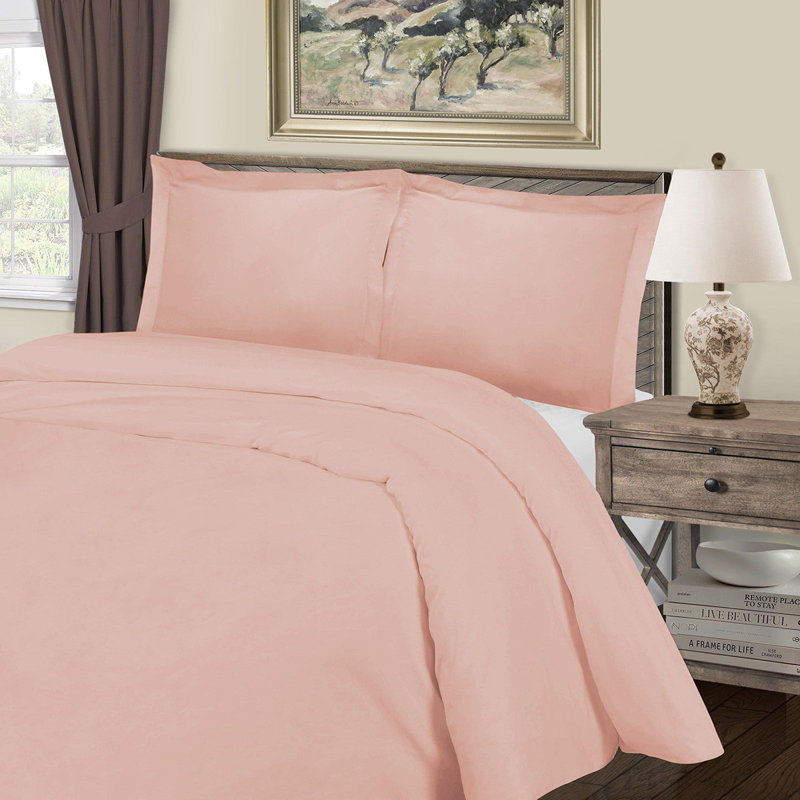 Cotton Solid Colour Duvet Cover, Blush