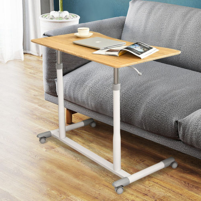 Caisyn Adjustable Metal Base Standing Desk, Beige/White
