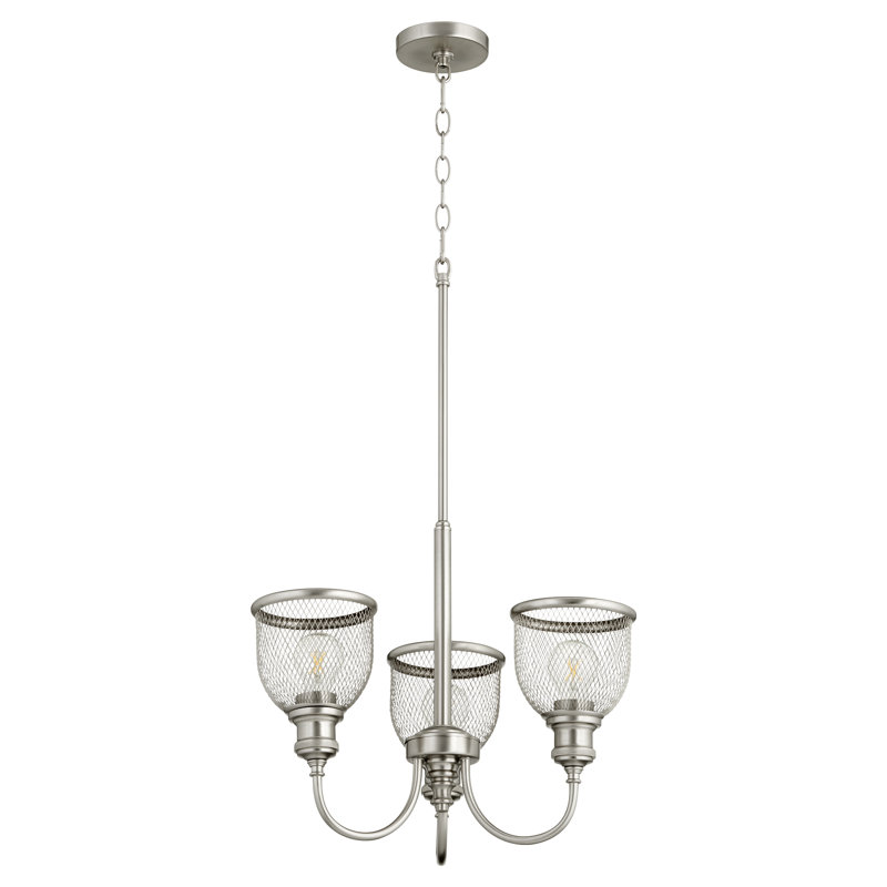 Lustre classique/traditionnel ombré 3 lumières Crowley, Nickel satiné