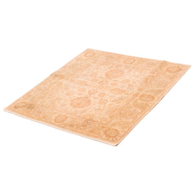Tapis ivoire unique en laine de style années 1990 4 pi 6 po Vulko