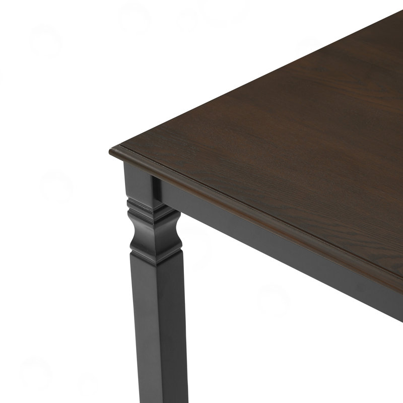 Table de salle à manger extensible avec pieds en bois d'hévéa massif, Espresso / Noir
