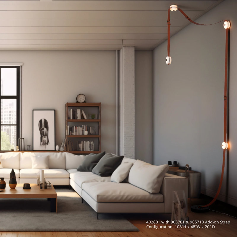 Snaps LED Traditional Floor Lamp By Andy Morter, Black, Chestnut Leather