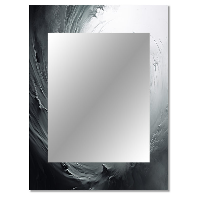 Gris tourbillon tourbillonnant en spirale - miroir spirales abstraites, miroir mural gris unique, impression d'art en métal