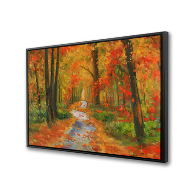 Autumn Trail - Orange Trees Framed Canvas Home Decor Art