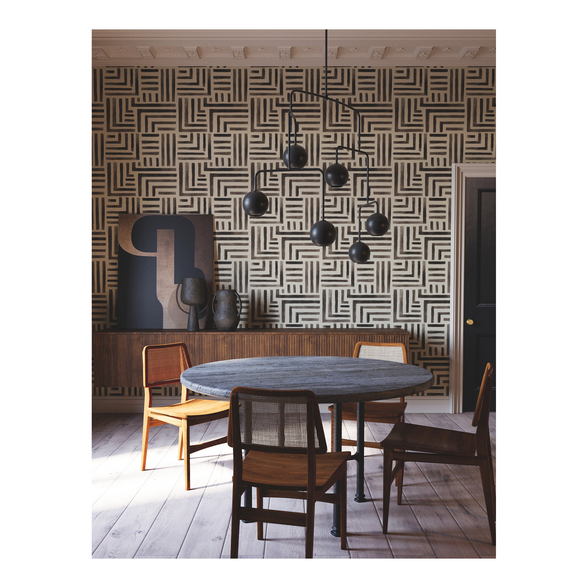 Unpasted Abstract Wallpaper, Gray