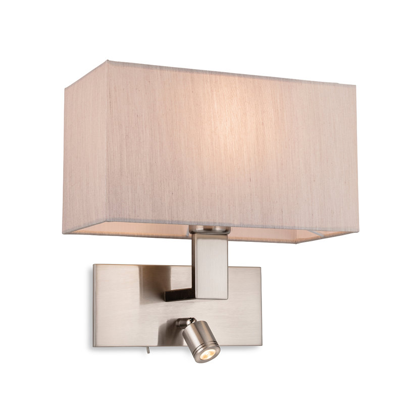  2-Light LED Silver Wallchiere, Oyster shade