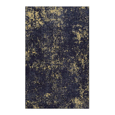 LOOM & LUXE 8X10 Area Rugs For  Washable Rug, Low-Pile, Non-Slip, Non-Shedding, Foldable, Kid & Pet Friendly - Area Rugs For Living Room, Bedroom, Kitchen  (Black/Gold, 8' X 10')