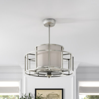 Corinne 26" 4-Light Fandelier in Satin Nickel with Remote Control