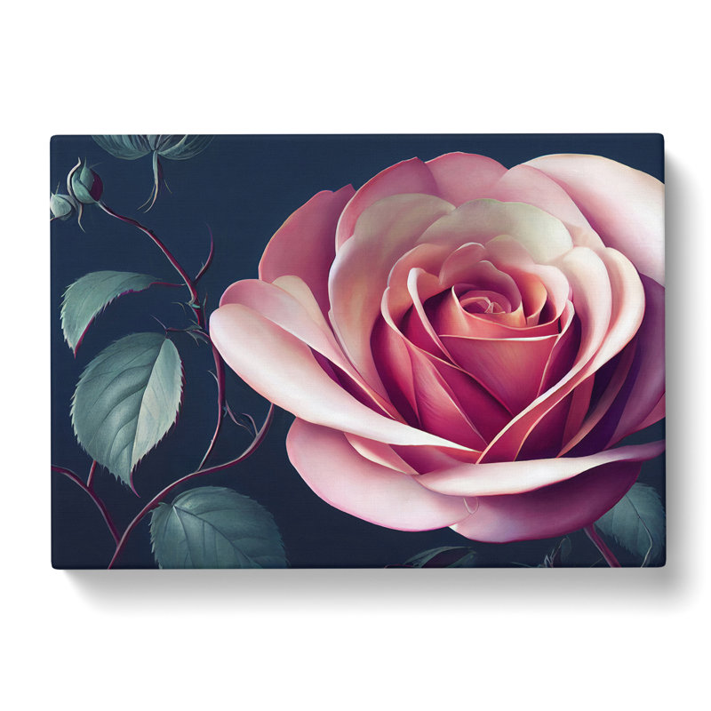 Pleasant Rose Flower - Wrapped Canvas, 50cm H x 76cm W x 3cm D