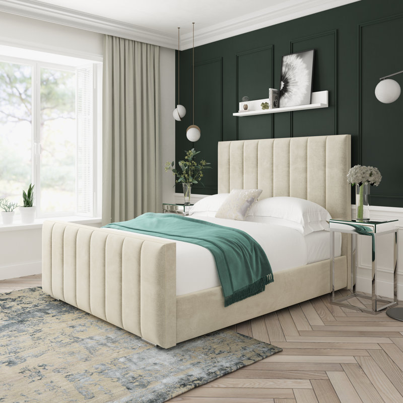 Oakley Naples Velvet Upholstered Ottoman Bed Frame, Cream, Super King (6')