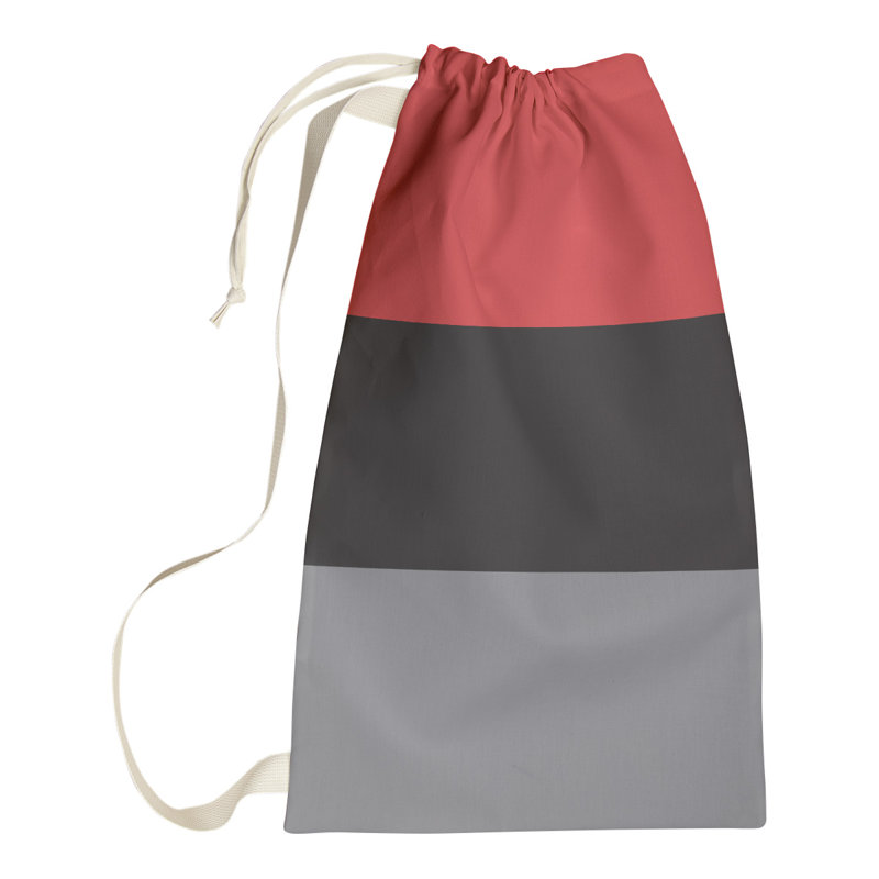 Fabric Laundry Bag with Handles, 36" H x 28" W x 1.5" D, Red/Black/Flat Gray