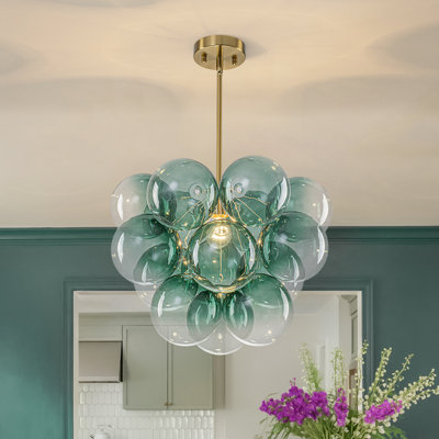 Art Deco 1-Light Gradient Bubble Glass Cluster Chandelier