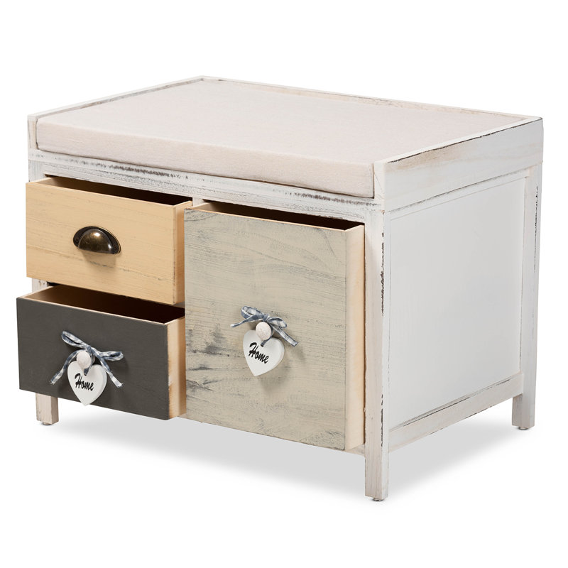 Banc de rangement rembourré avec tiroirs