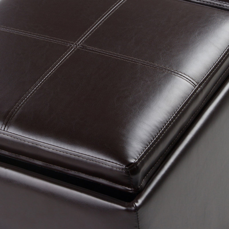 Brown Faux Leather 5-Piece Storage Ottoman Set