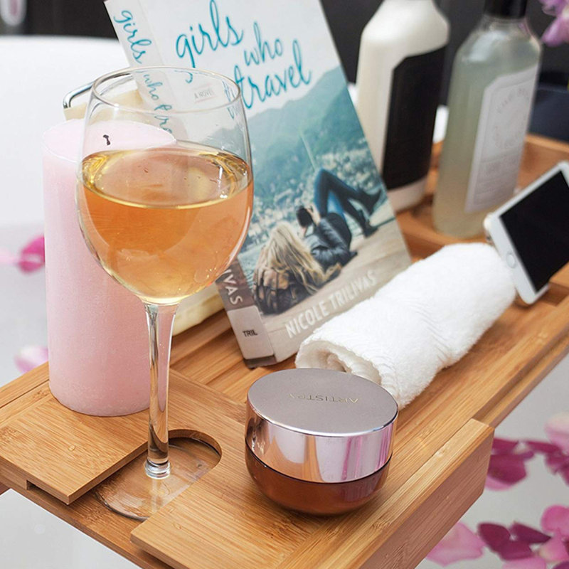 Minnick Freestanding Bamboo Bath Caddy