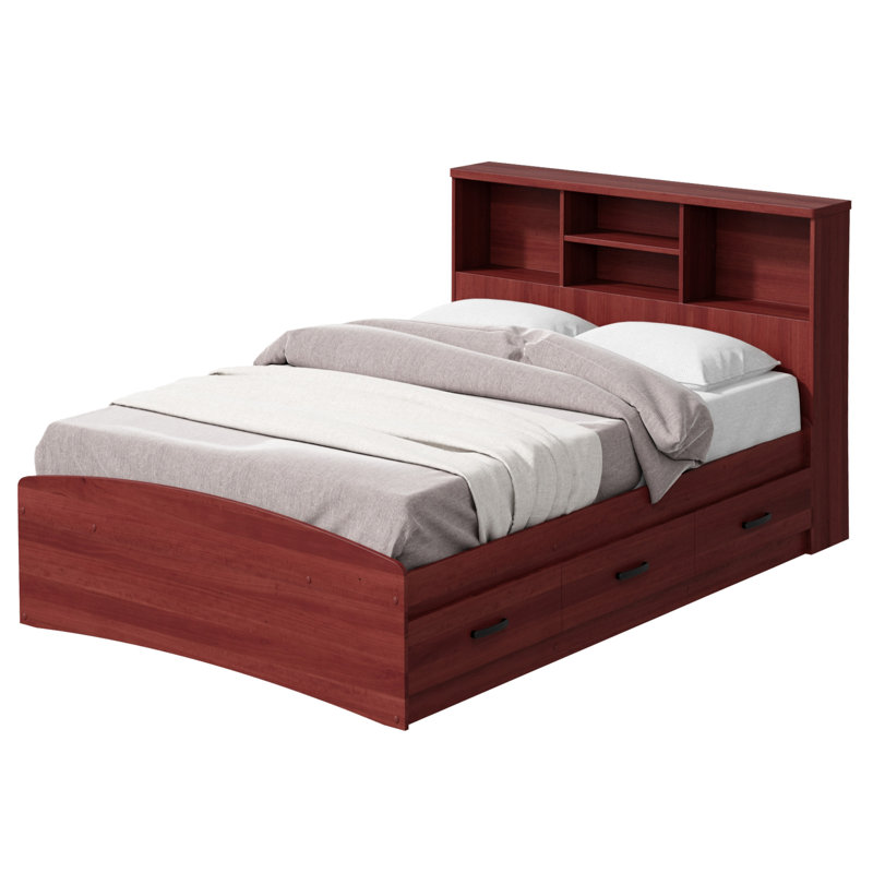 Jovany Captain Bed with 3 Reversible Drawers on Left or Right side (New and Improved Design), Twin, Mahogany