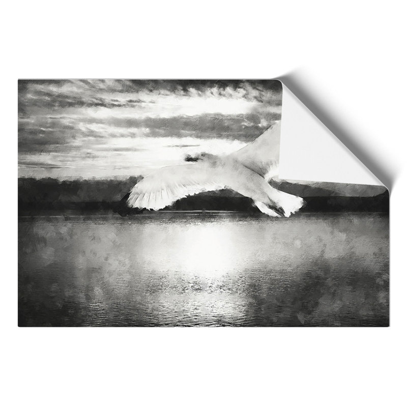Seagull in Flight Painting - Frameless Print, 21cm H x 30cm W x 0.1cm D