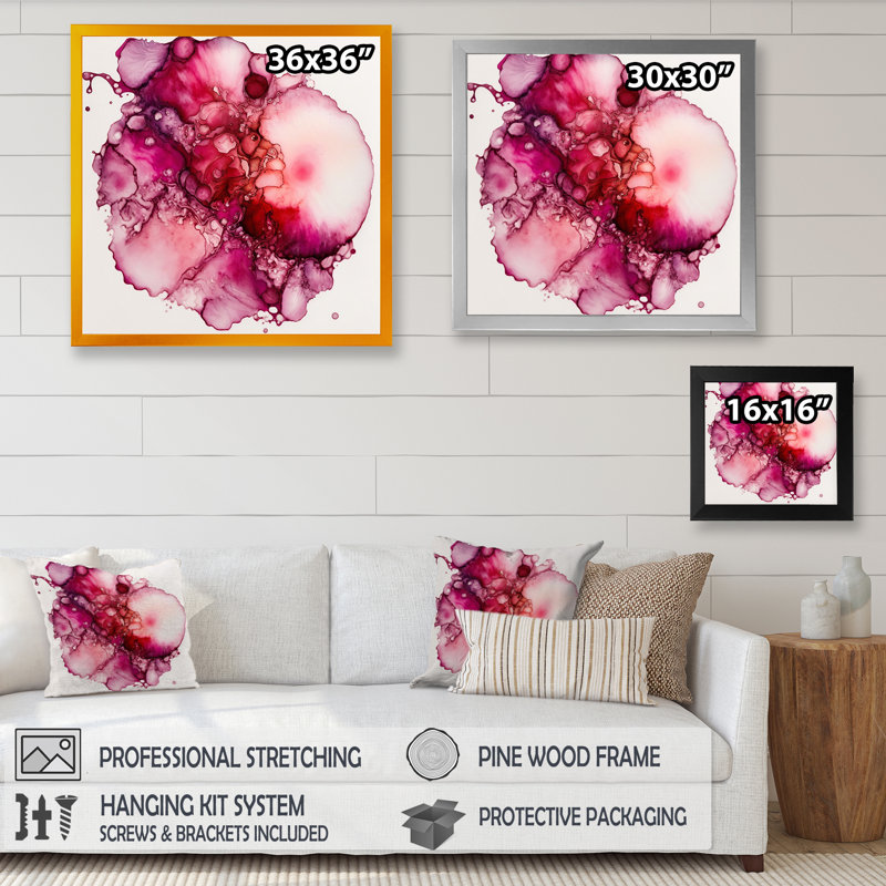 «Celebration In Raspberry Blush V», reproduction sur toile, Impression noire sur toile encadrée, H 30 po x l 30 po x P 1 po