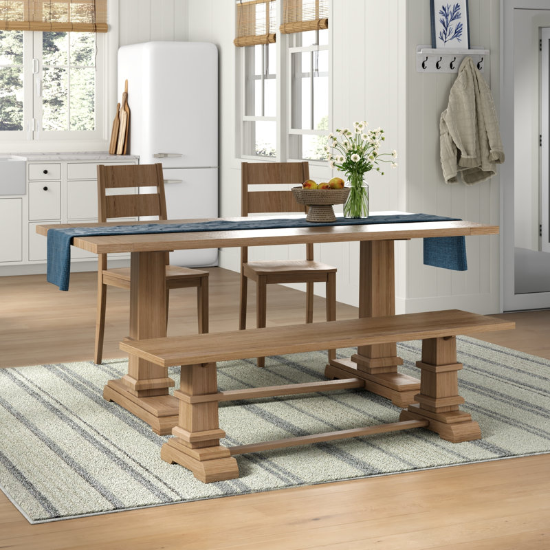 Heymann Dining Set, 4 Pieces: Table, Bench, 2 Chairs