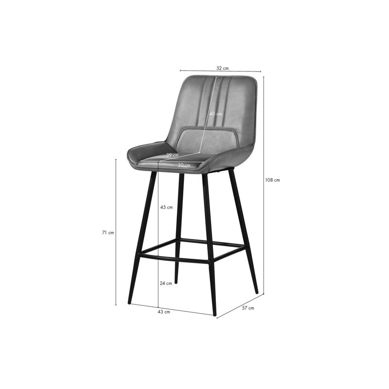 Iron Label Upholstered Bar Stool, Brown