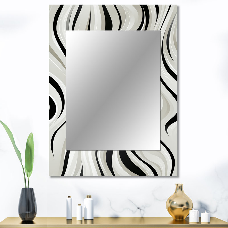 Bystrom noir et blanc zébré monochromatique élégance - miroir mural décoratif abstrait, miroir moderne, impression d'art en métal