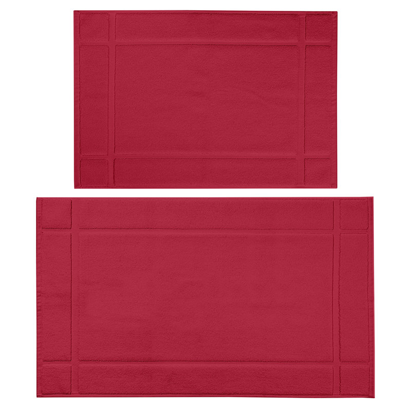  Tapis de bain 100% coton très absorbant pour plancher de salle de bain, Rouge
