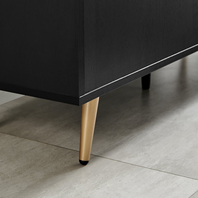 Impala Black & Copper Effect Living Room Sideboard - Sleek Scandi Design Cabinet Storage
