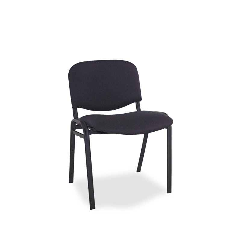 Black Metal Armless Stacking Reception Chairs with Fabric Upholstery