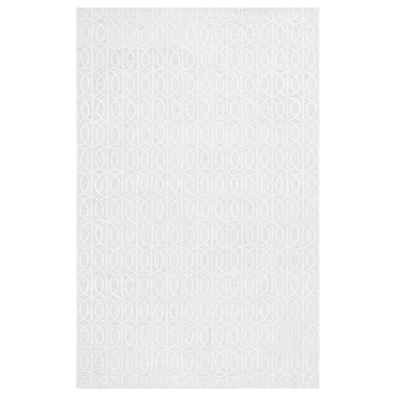 Ebony Hand Tufted Wool Viscose Cotton with Latex Geometric Rug in Ivory/Beige, Rectangle 6' x 9'
