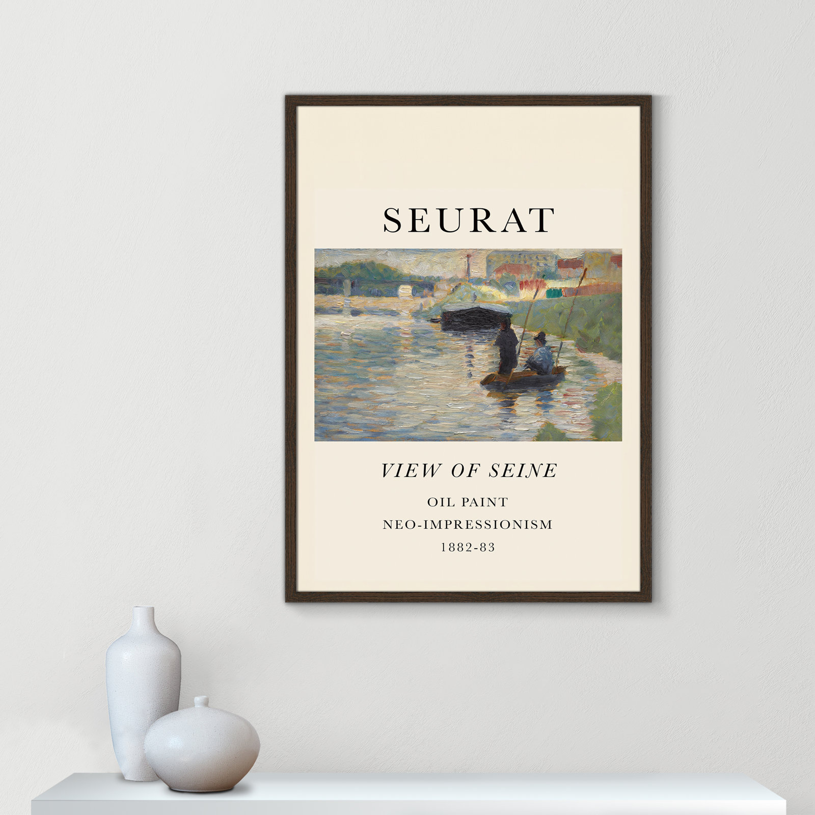 View Of Seine by Georges Seurat, No, Walnut Single Picture Frame, 35.5" H x 25.5" W x 0.75" D
