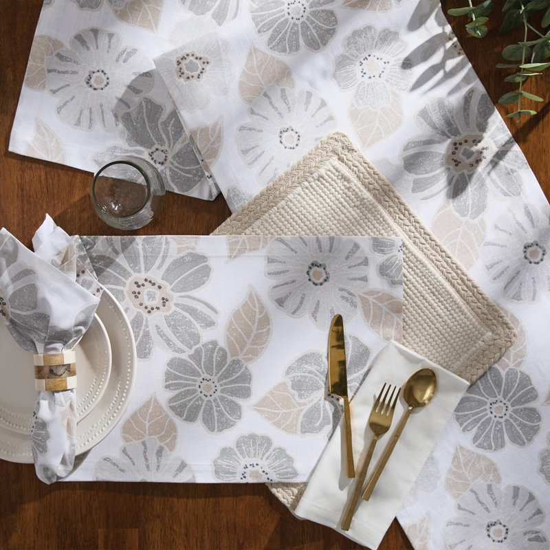  Petals Beige Floral Table Runner 15" x 72"