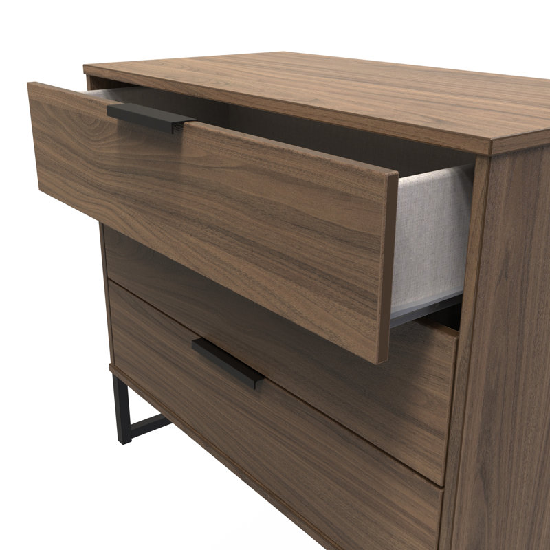 Turah 77cm W 3 - Drawer Chest of Drawers, Carini Walnut